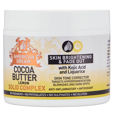American Dream Cocoa Butter Lemon Solid Complex, All Natural Ingredients Skin Care, 4 oz, Body & Face Balm